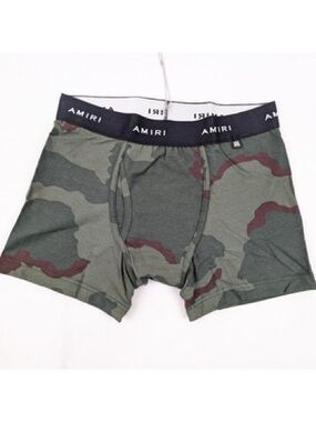 AMIRI Men’s Olive Green Camo Boxer Briefs with Black Waistband